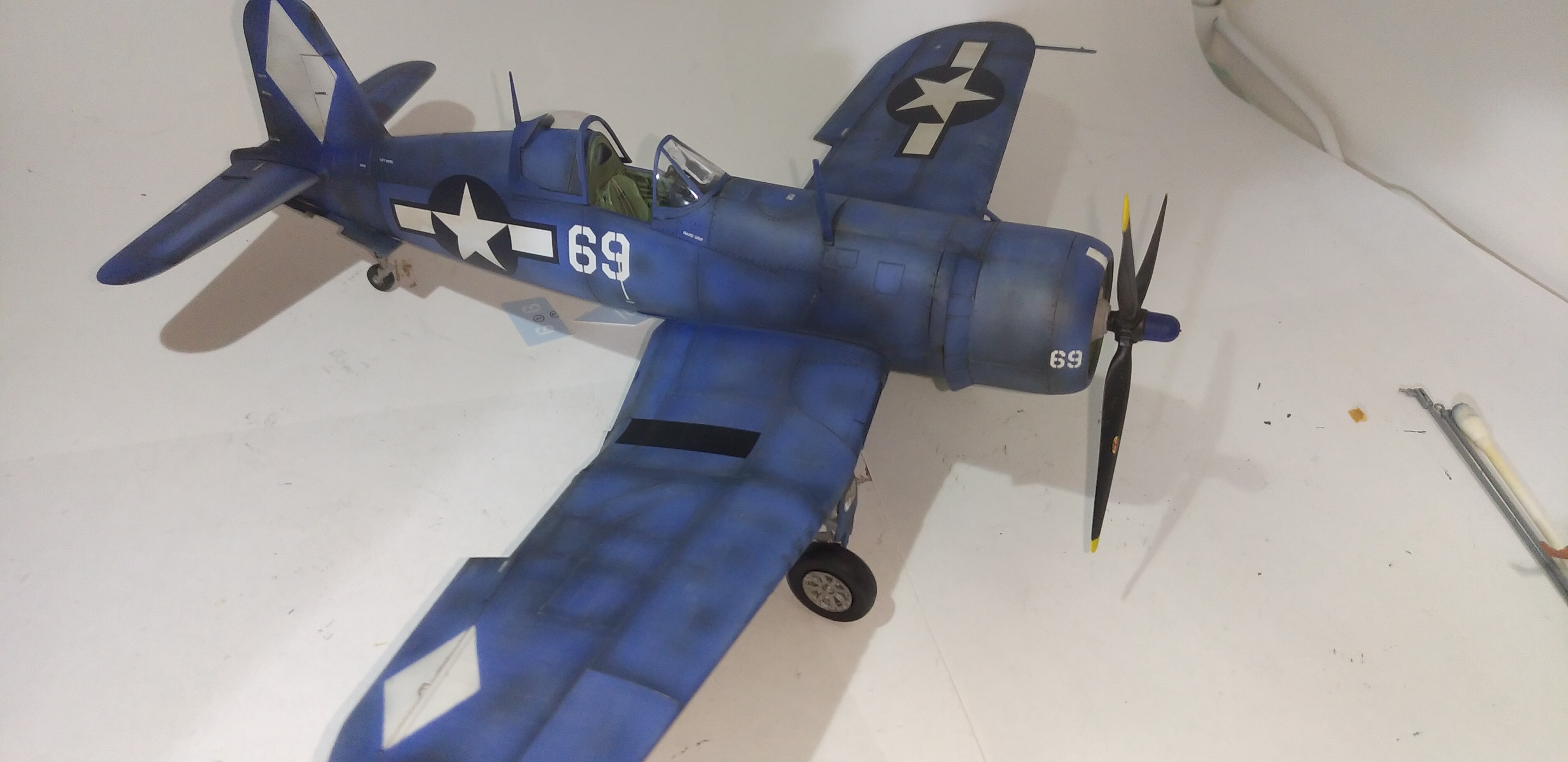 初心者向け】簡単！プロペラ機の製作と塗装法(タミヤ1/48F4U-1Dコルセア)～⑨スミ入れ編～ | プラモ雑記